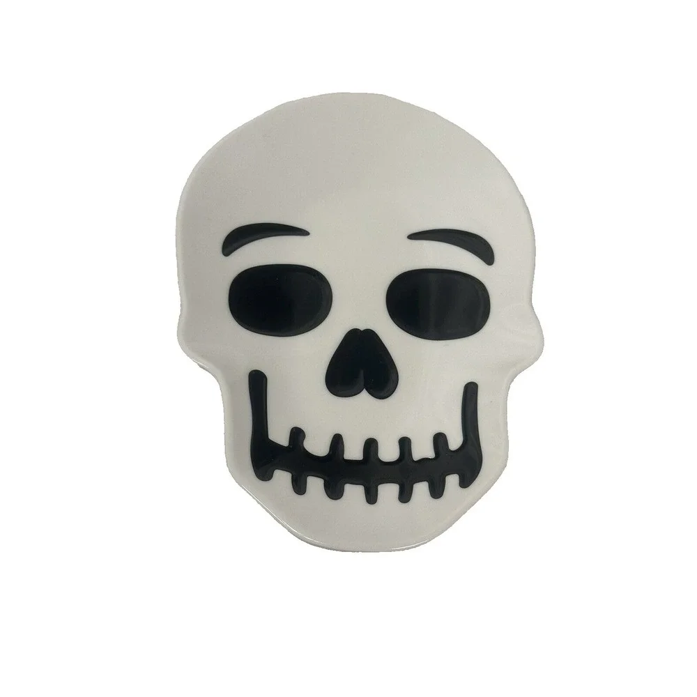 NEW HALLOWEEN APPERTIZER PLATE plastic 7X4.9‎ inches SKULL